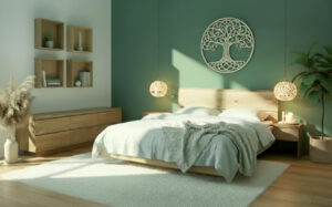 Drechslerei Reiter Blog - Eichenbett mit Wandregalen und Kommode